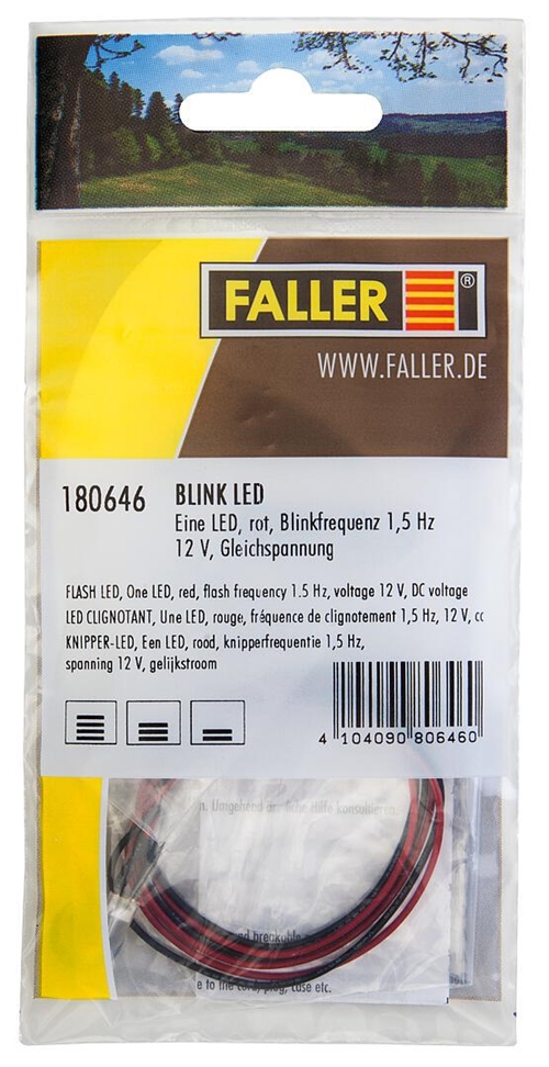 Faller 180646 Blink-LED, rød, Blinkfrekvens 1,5 Hz, 12 v jævnspænding